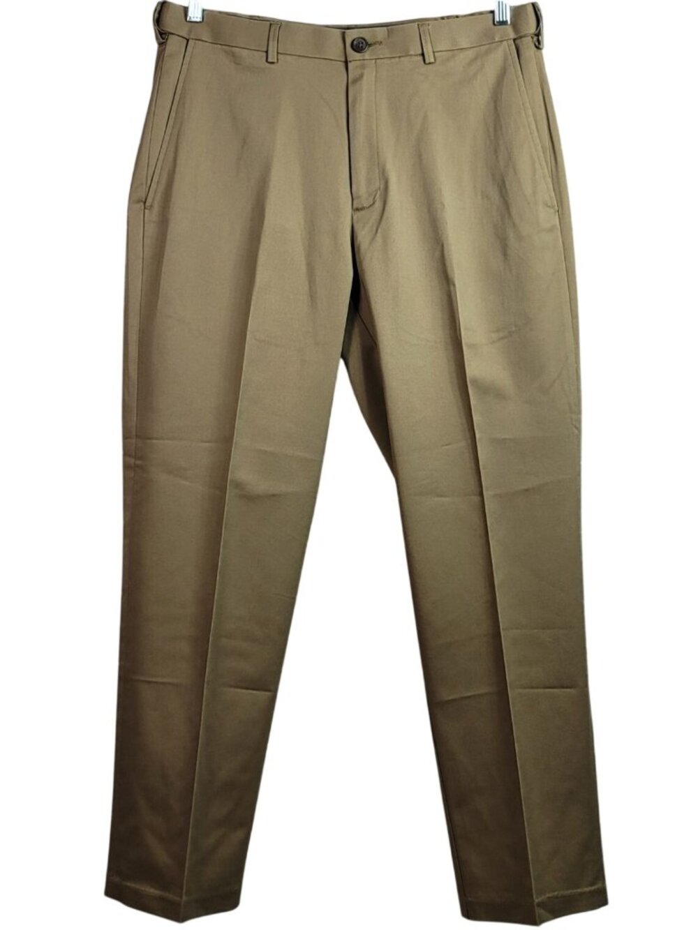 Haggar Mens Classic Fit Premium No Iron Khaki Pants 34x30 Zip Pockets Expandable